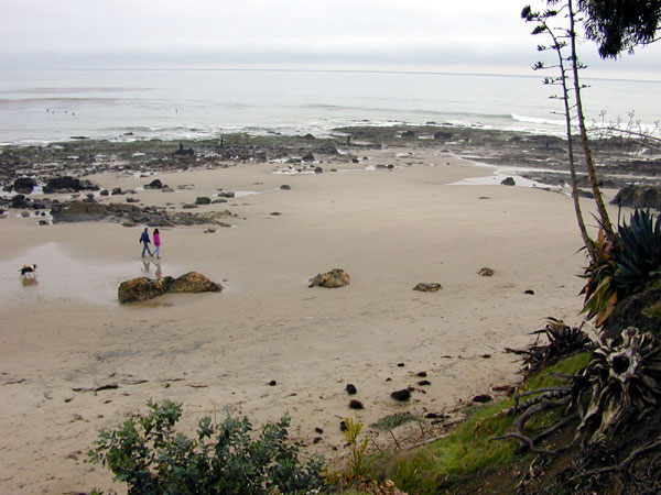 Devereux Point at low tide with tidepool boulder field exposed