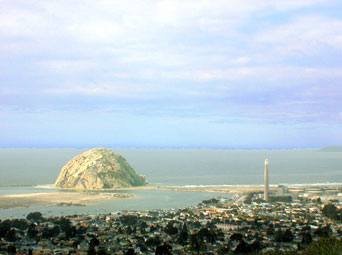 Morro Bay, California with power plant and Morro Rock