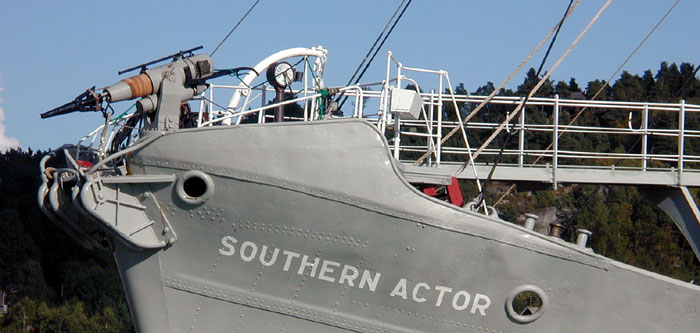 Bow of Catcher Boat with Harpoon Gun