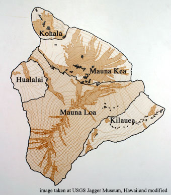 Map of Hawaii's 5 volcanoes