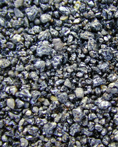 Closeup of Punalu'u's sharp black sand