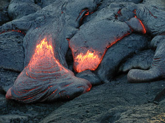 Closeup flowing lava