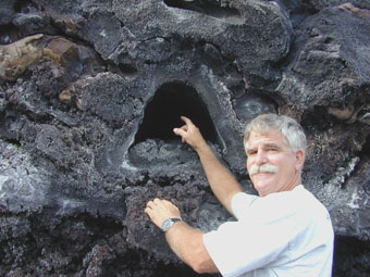 Small lava tube exposed on a recent flow