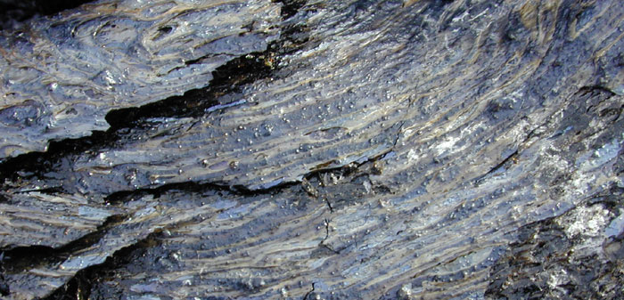 Glassy surface of new pahoehoe