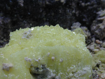 Closeup of sulfur deposits
