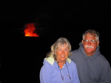 Night Halema'uma'u crater viewed from the Jagger Museum in 2013, before 2008 activity