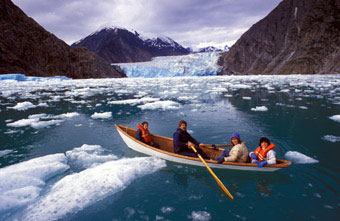 Active Arctic glacier and my family