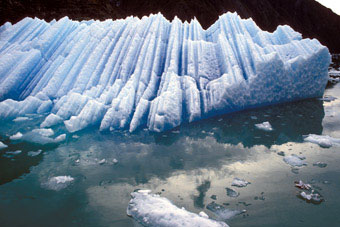 Arctic iceberg showing layers