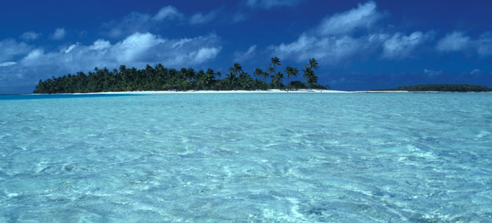 A cay on a tropical coral reef